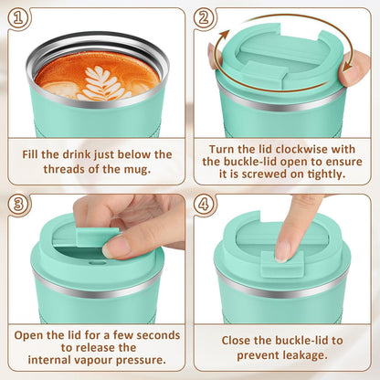Kaffeebecher to go 380ml Thermobecher Doppelwandig Reisebecher