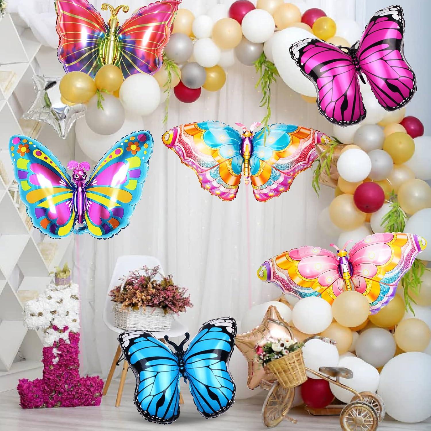 6er Set Schmetterlings Folienballons Mylar Luftballons für Party Deko