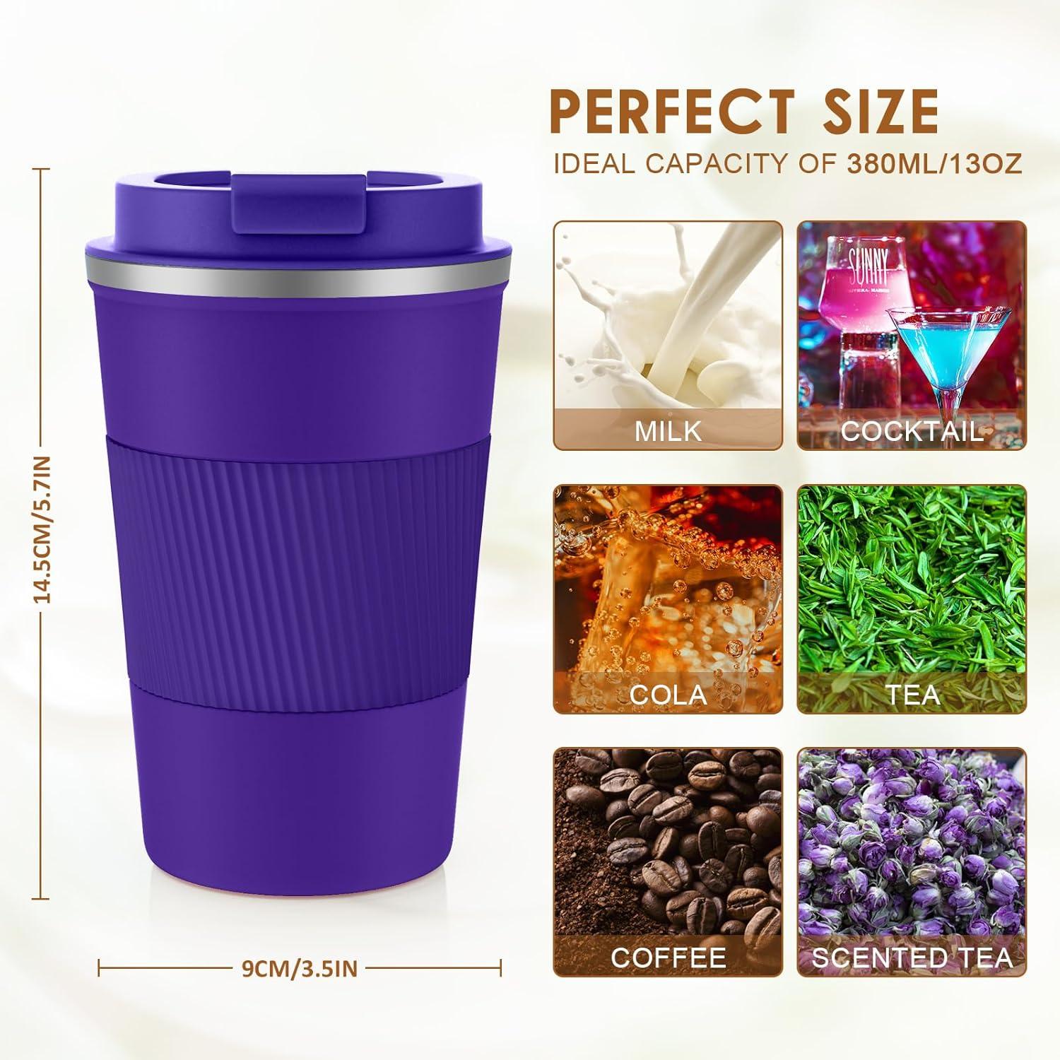 Thermobecher KETIEE Kaffeebecher to go 380ml Vakuum Isolierbecher Lila