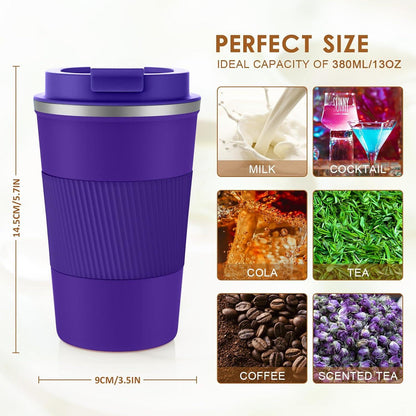 Thermobecher KETIEE Kaffeebecher to go 380ml Vakuum Isolierbecher Lila