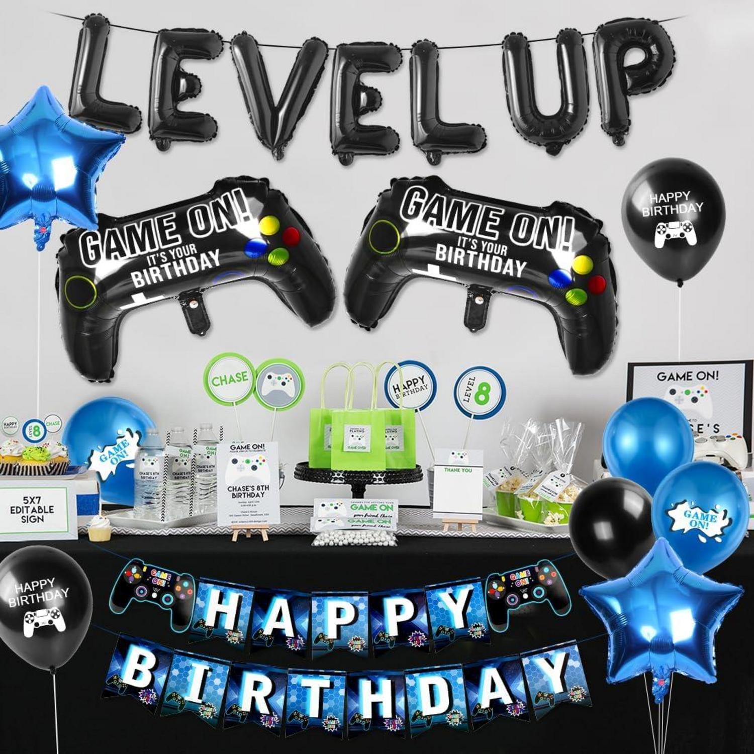 Videospiel Geburtstag Deko Set XXL Gaming Controller Folienballons Luftballons