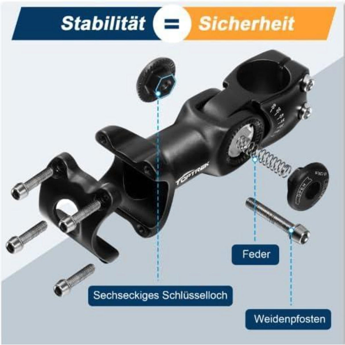 Fahrradvorbau Aluminium verstellbar ±60° für 31,8mm Lenker