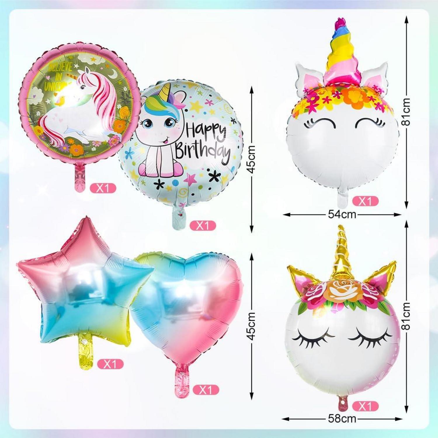 9-teiliges Einhorn Luftballon Set für Mädchen - XXL