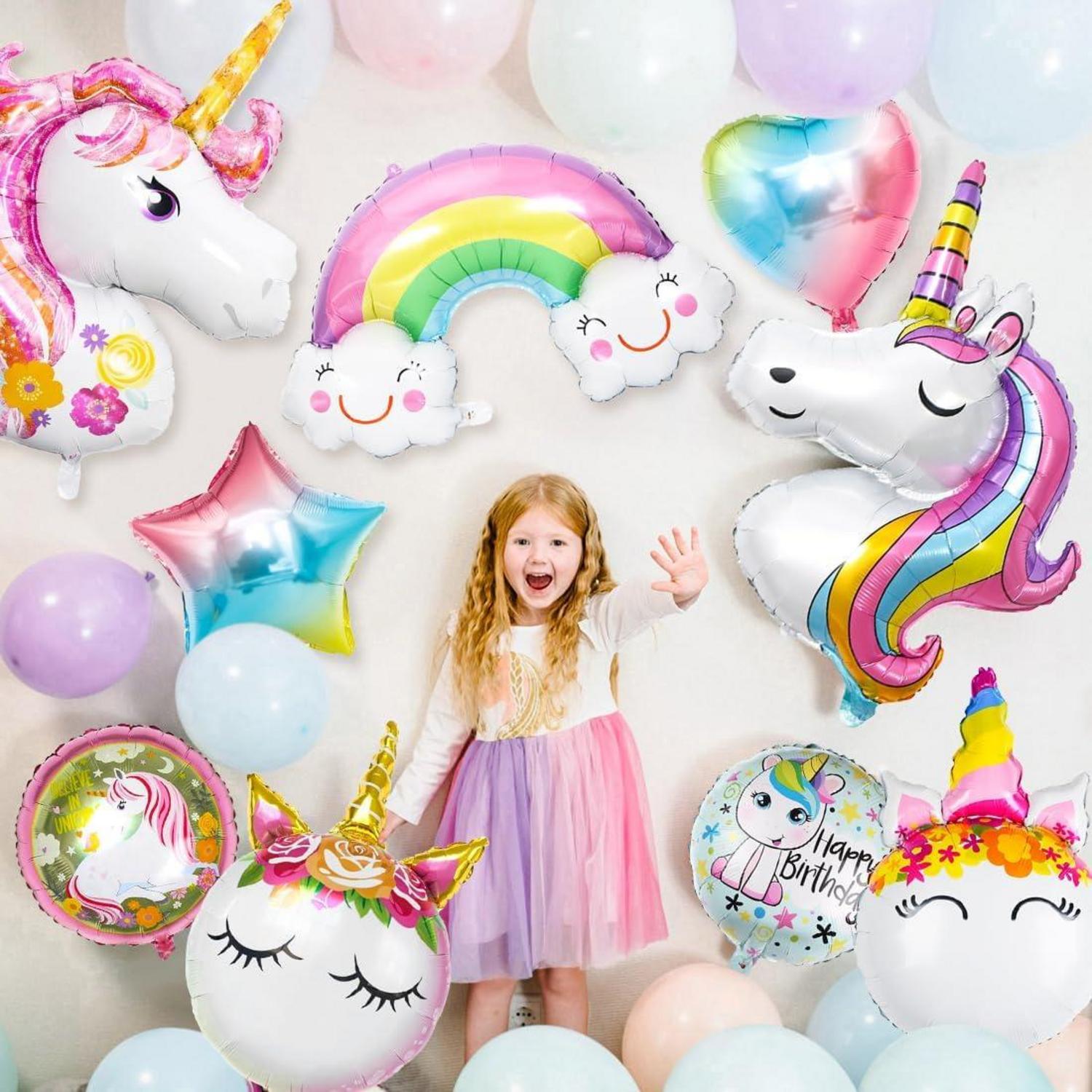 Luftballon Einhorn Set, XXL Folienballon, Unicorn Party Dekoration