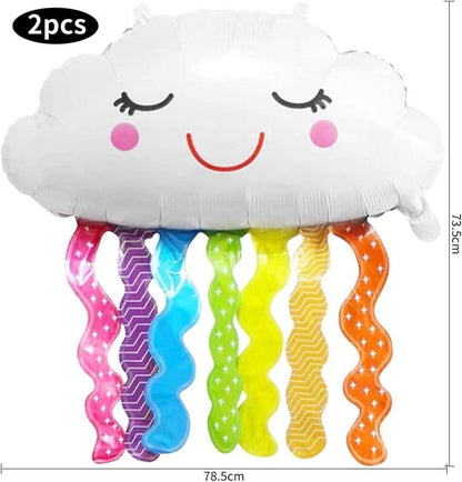 8er Set Wolken Regenbogen Sonne Quasten Folienballons Baby Shower