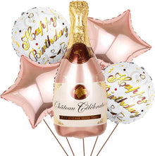 5 Stück Champagne Folienballon Rosa Stern Deko für Jubiläum & Party