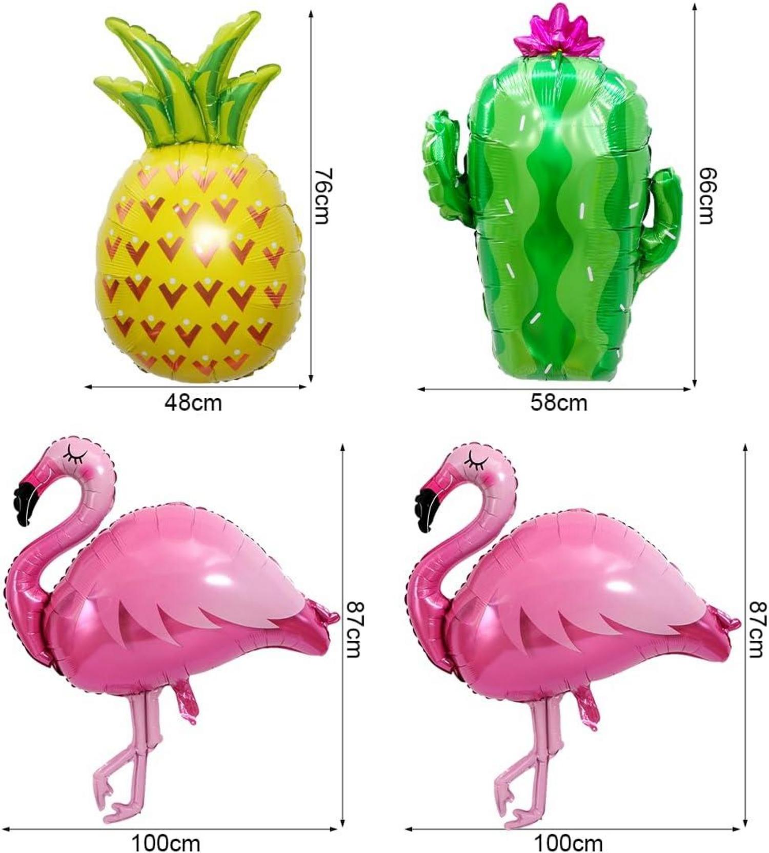 Hawaii Party Folienballon Set Flamingo Ananas Kaktus Kokosnuss