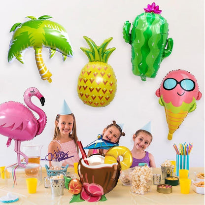 Hawaii Party Folienballon Set Ananas Flamingo Kaktus Baum Eiscreme