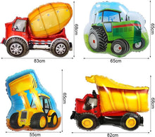 Bagger Folienballon Set für Baustellen Party Deko 7 Stück