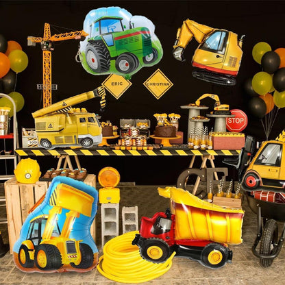 Baustellen Party Luftballons Set für Jungen, 7tlg. XXL Bagger Traktor Deko