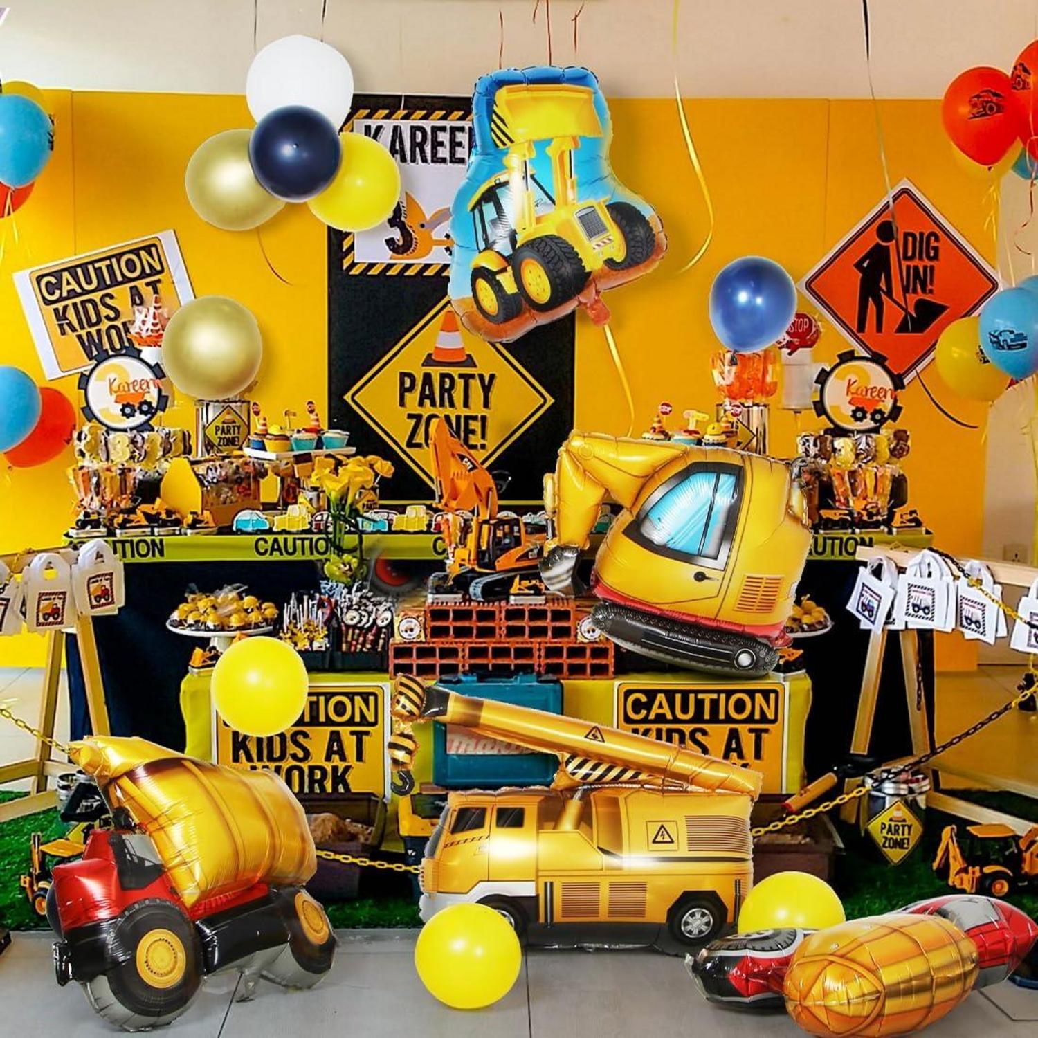 Baustellen Party Luftballons Set für Jungen, 7tlg. XXL Bagger Traktor Deko