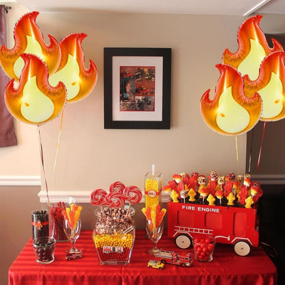6er Set Riesen Flamme Folienballon Rot Gelb Party Deko