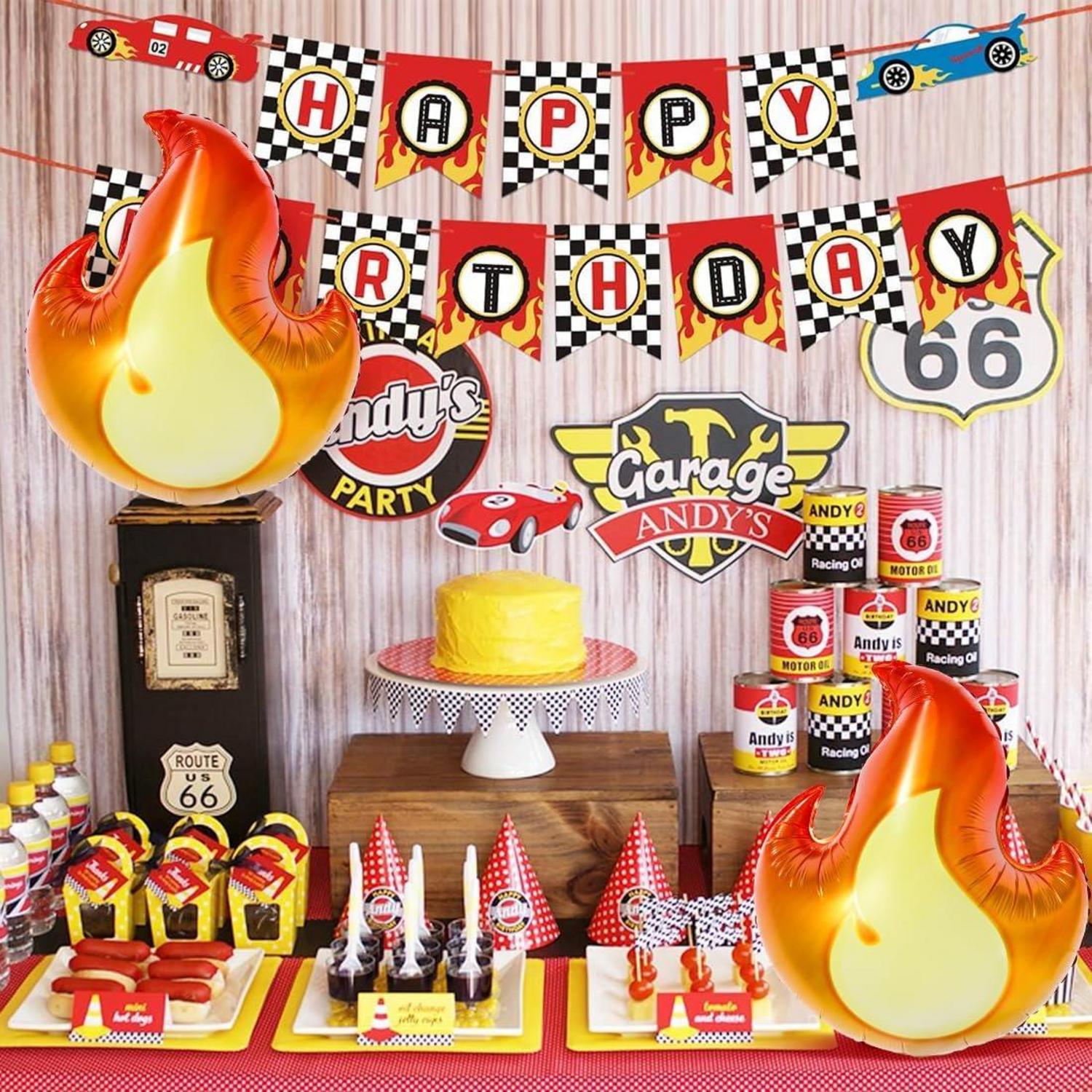 6-er Set XXL Flamme Folienballons für Feuerwehrmann Motto Party