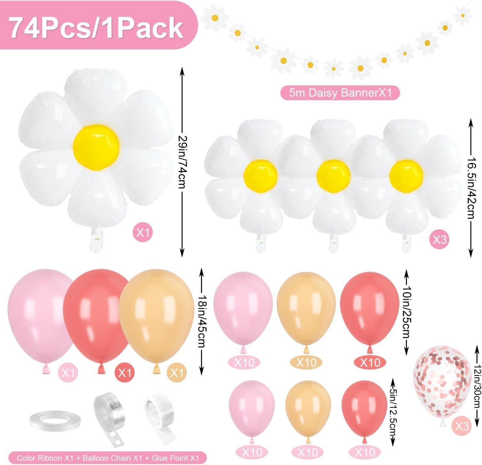 Gänseblümchen Geburtstag Luftballons Set - Pastell Ballon