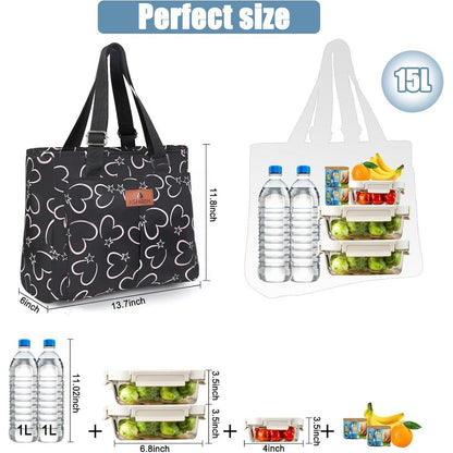 Lunchtasche 15L – Isolierkühltasche für Damen, Arbeit & Picknick