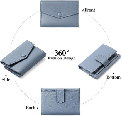 Damen Geldbörse RFID Blockierung Zipper Brieftasche Blau