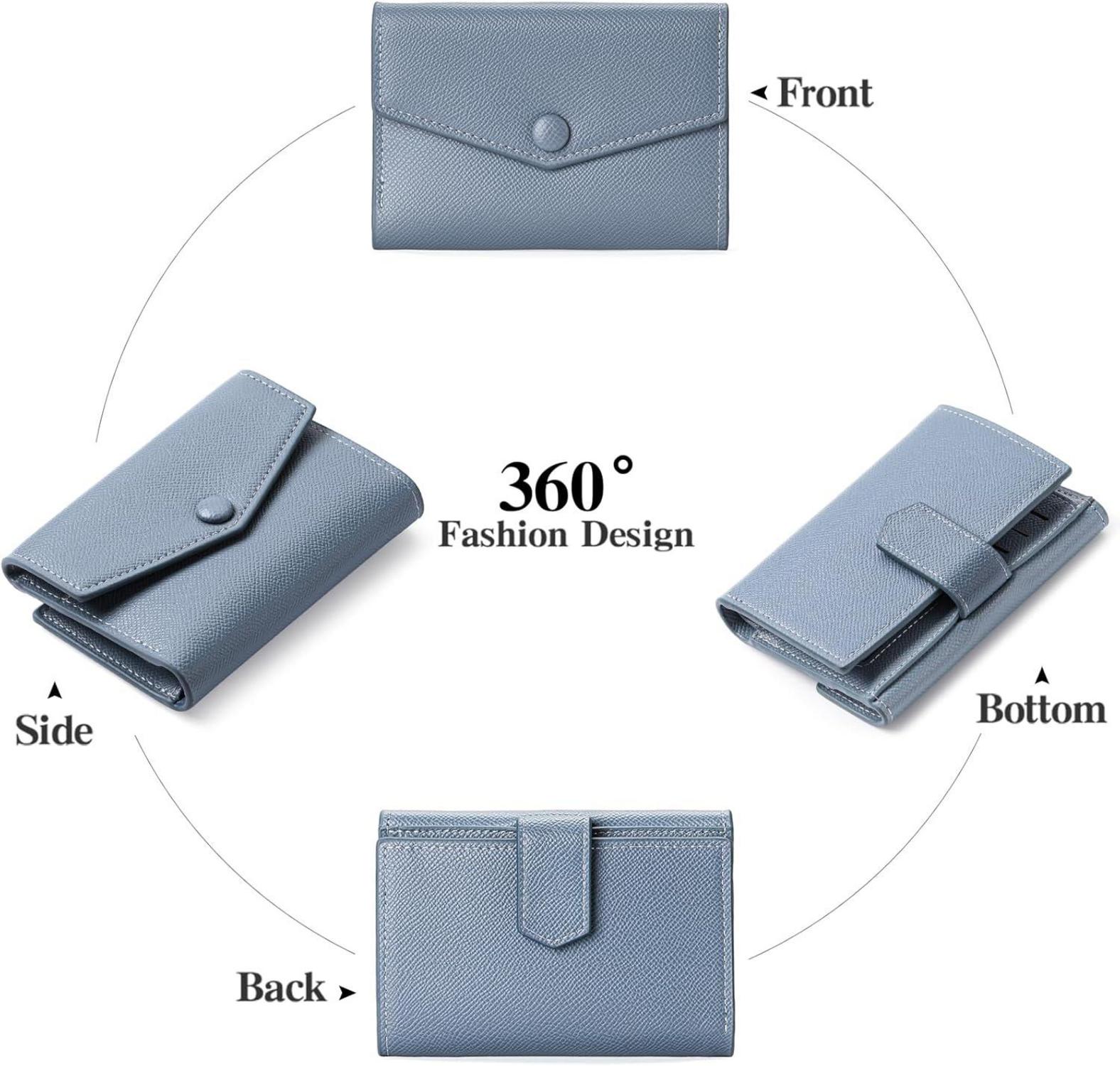 Damen Geldbörse RFID Blockierung Zipper Brieftasche Blau
