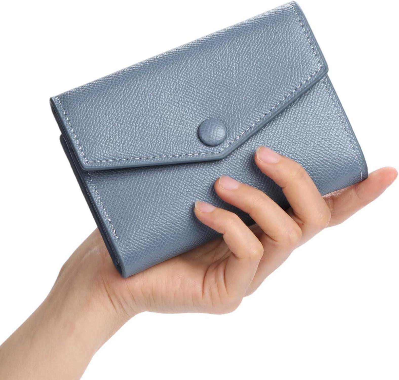 Damen Geldbörse RFID Schutz PU Leder Zipper Brieftasche Blau