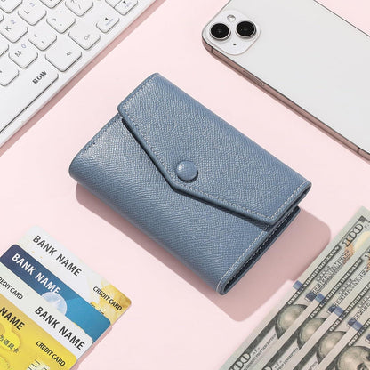 Damen Geldbörse RFID-Schutz PU Leder Zipper Portemonnaie Blau