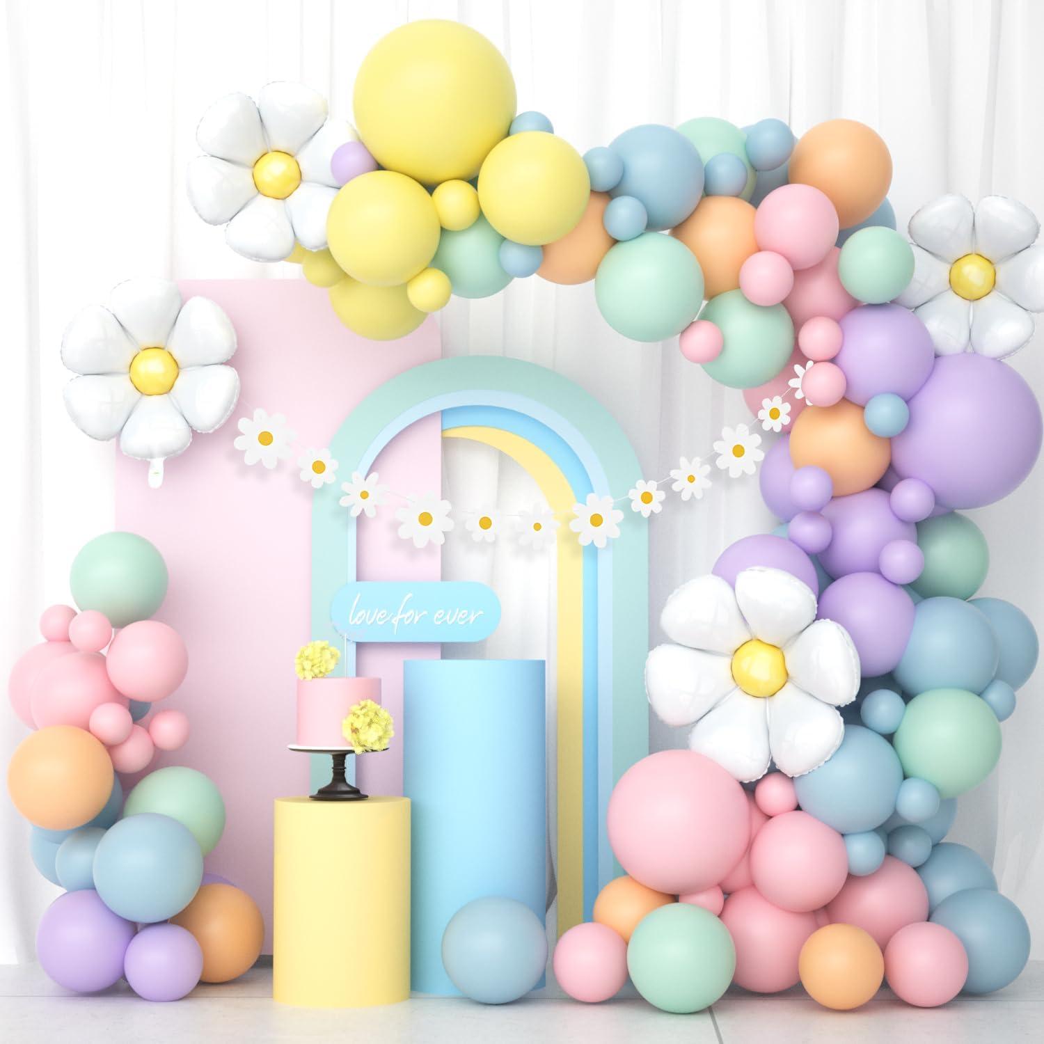Gänseblümchen Geburtstag Luftballons Set – Pastell Girlande Kit Air