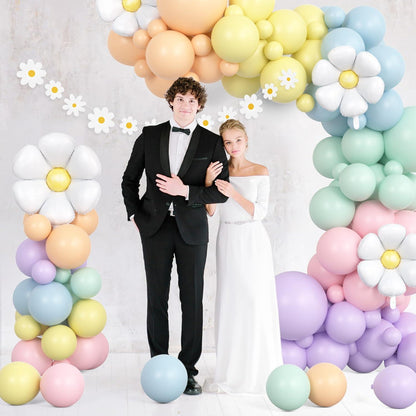 Gänseblümchen Geburtstag Luftballons Set 74mm Blume Folienballon Girlande Kit - Hochwertige Party Ballons für Mädchen, Karneval, Themenfeiern