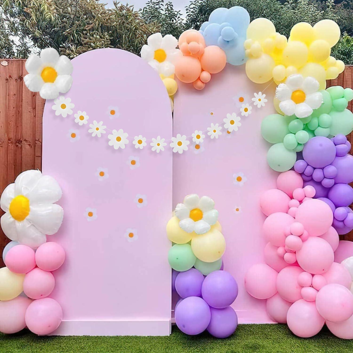 Gänseblümchen Geburtstag Luftballons Set Pastell Girlande Banner