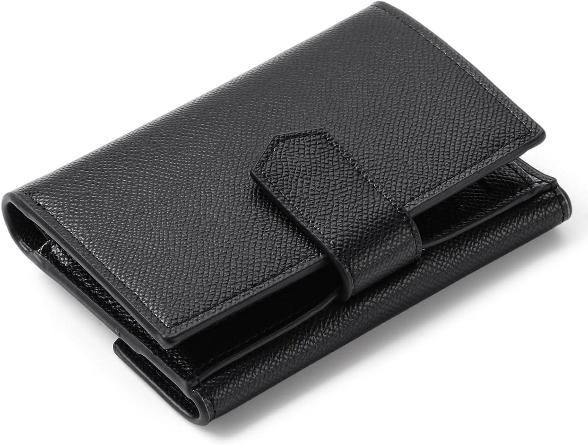 Damen Geldbörse RFID Schutz Zipper Brieftasche Schwarz