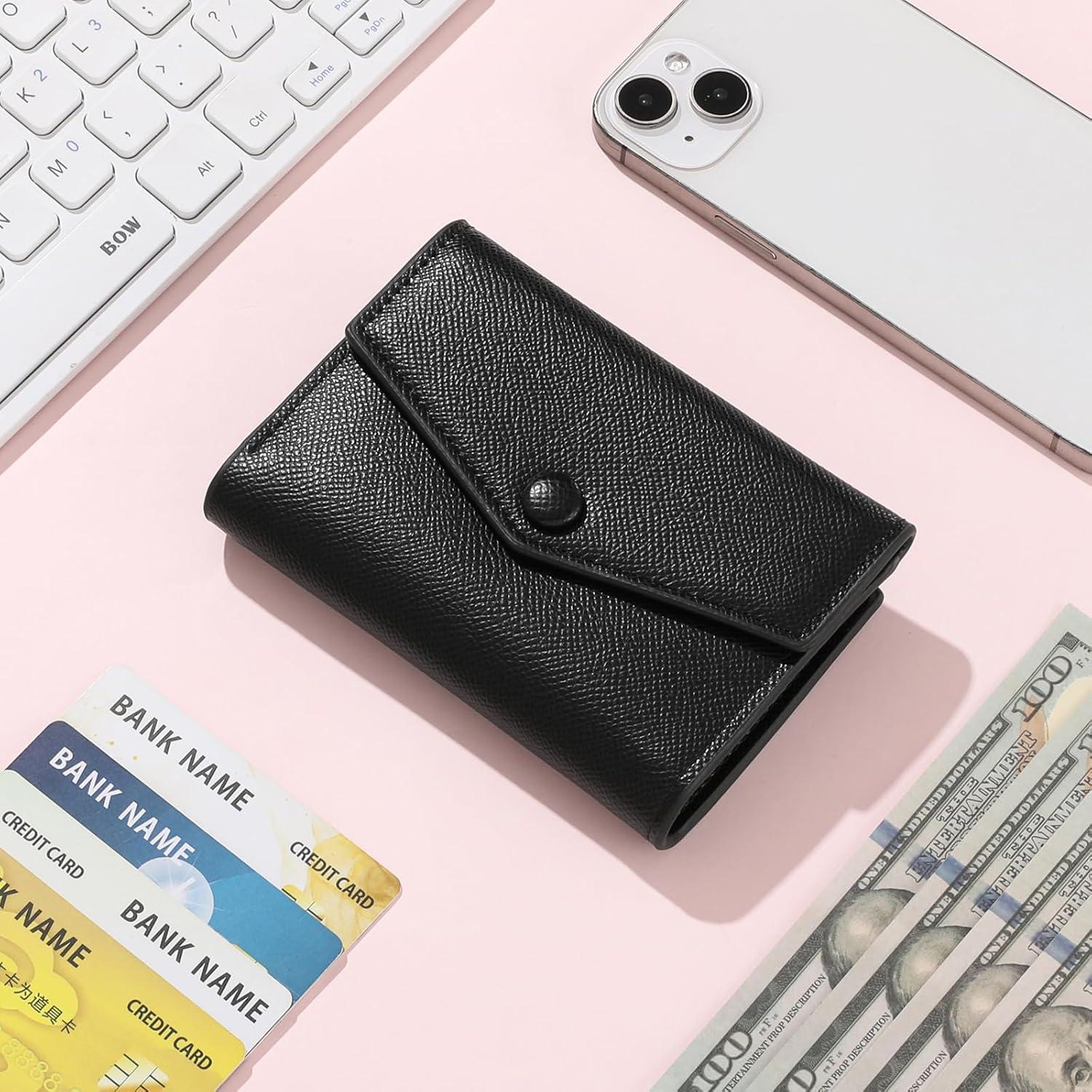 Damen Geldbörse RFID Schutz PU Leder Zipper Brieftasche Typ4-01 Schwarz