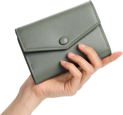 Damen Geldbörse PU Leder mit RFID Schutz, Zipper Brieftasche Grün