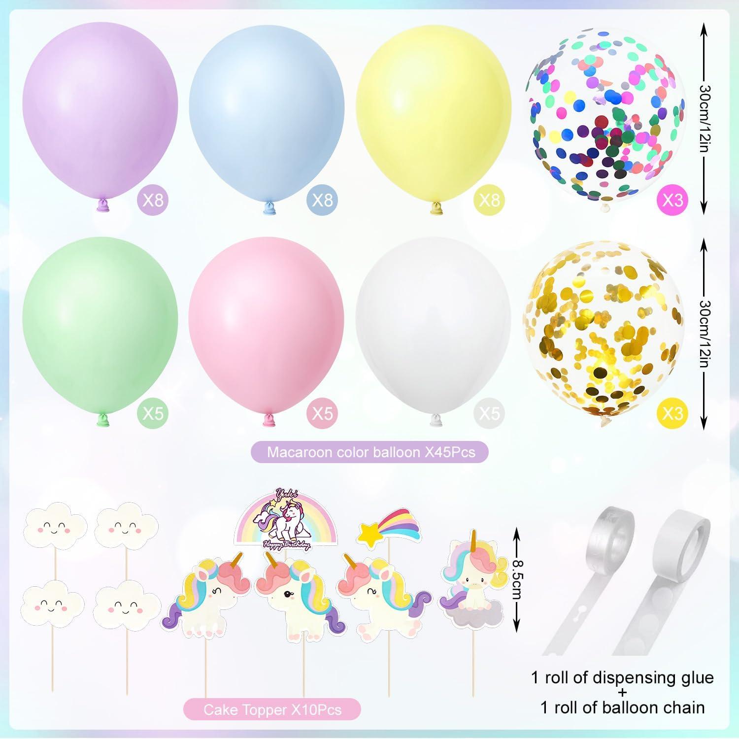 Einhorn Geburtstag Deko Set mit XXL Folienballons & Kuchen Topper