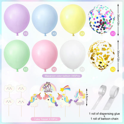 Einhorn Geburtstag Deko Set mit XXL Folienballons & Kuchen Topper