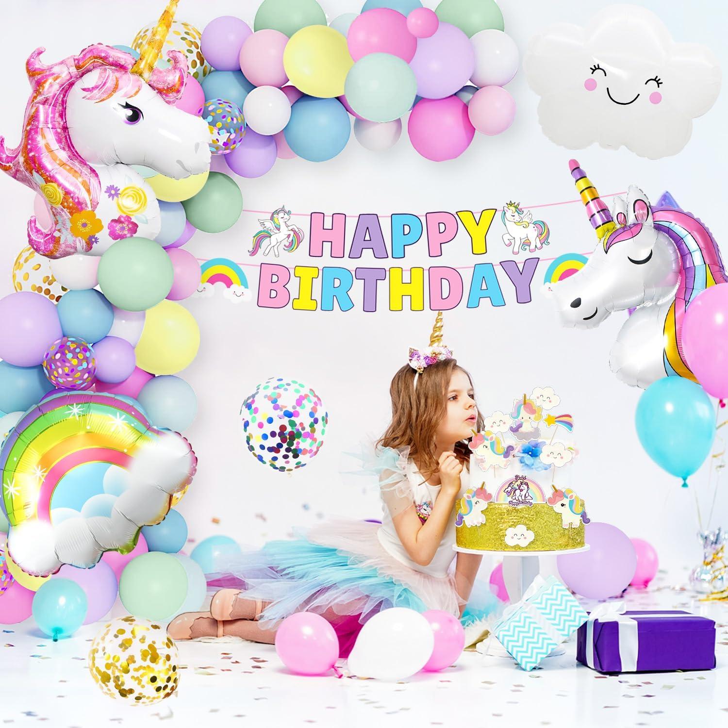 Einhorn Geburtstag Deko XXL Set Mädchen Wolken Helium Ballons
