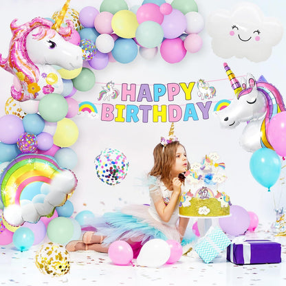 Einhorn Geburtstag Deko XXL Set Mädchen Wolken Helium Ballons