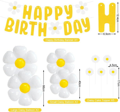 Gänseblümchen Geburtstag Luftballons Set mit Happy Birthday