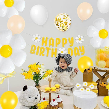 Gänseblümchen Geburtstag Deko Set XXL Folienballons Happy Birthday Girlande