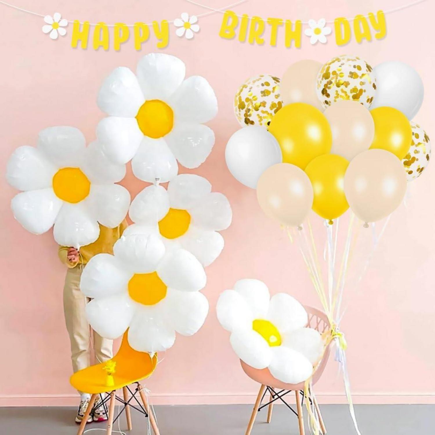 Gänseblümchen Geburtstag Luftballons Set Happy Birthday Girlande Blume