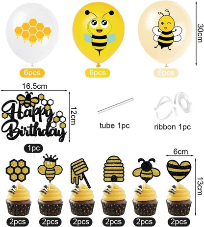 Biene Geburtstag Deko Set XXL Folienballons Happy Birthday Girlande