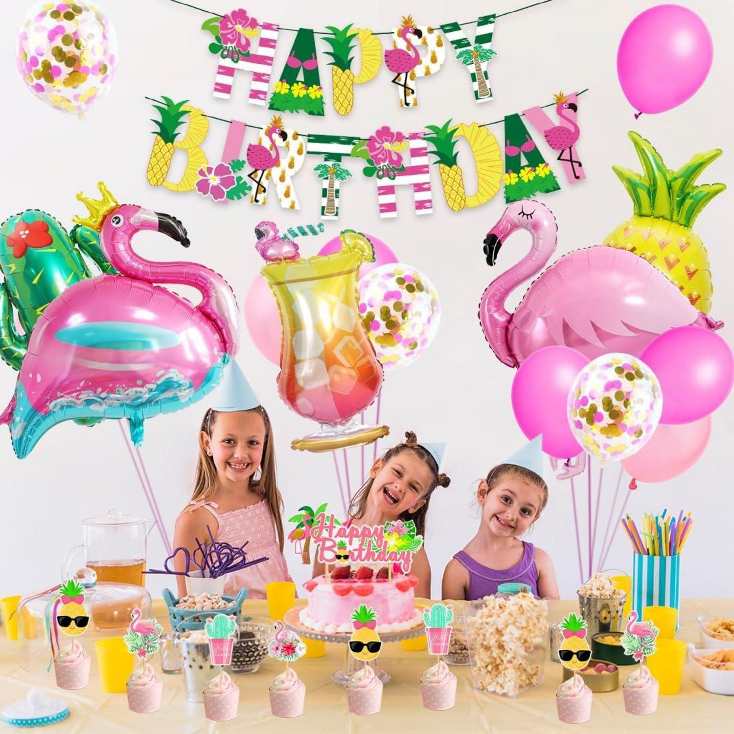Hawaii Flamingo Geburtstags Deko Set Strand Sommer Party Zubehör