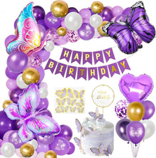 Schmetterling Geburtstag Deko Set Luftballons Lila Party