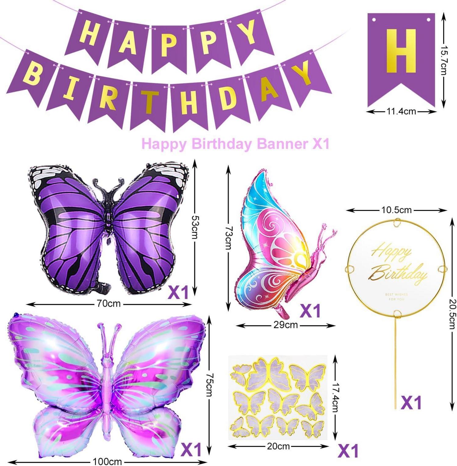 Schmetterling Geburtstag Deko Set Luftballons Lila Party