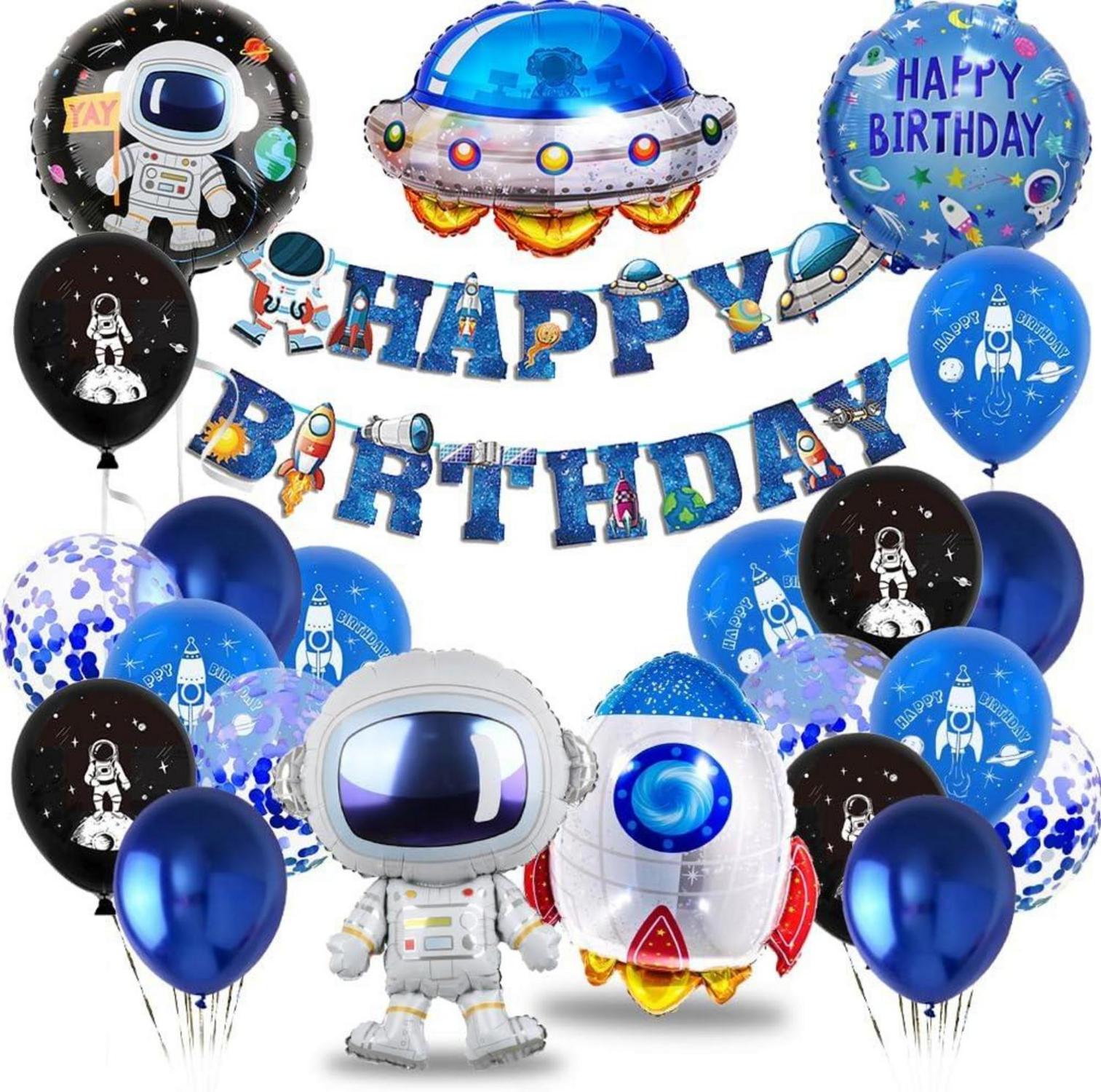 Weltraum Geburtstag Deko Set mit XXL Astronaut Folienballons und Happy
