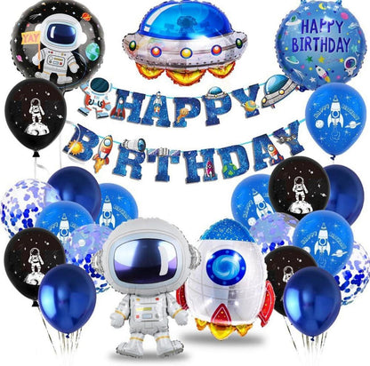 Weltraum Geburtstag Deko Set mit XXL Astronaut Folienballons und Happy