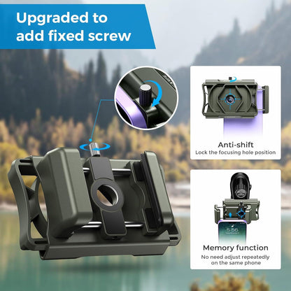 APEXEL Universal Handy Adapter mit Fernauslöser, 360° Drehung, für Ferngläser, Monokulare, Mikroskope - Grün