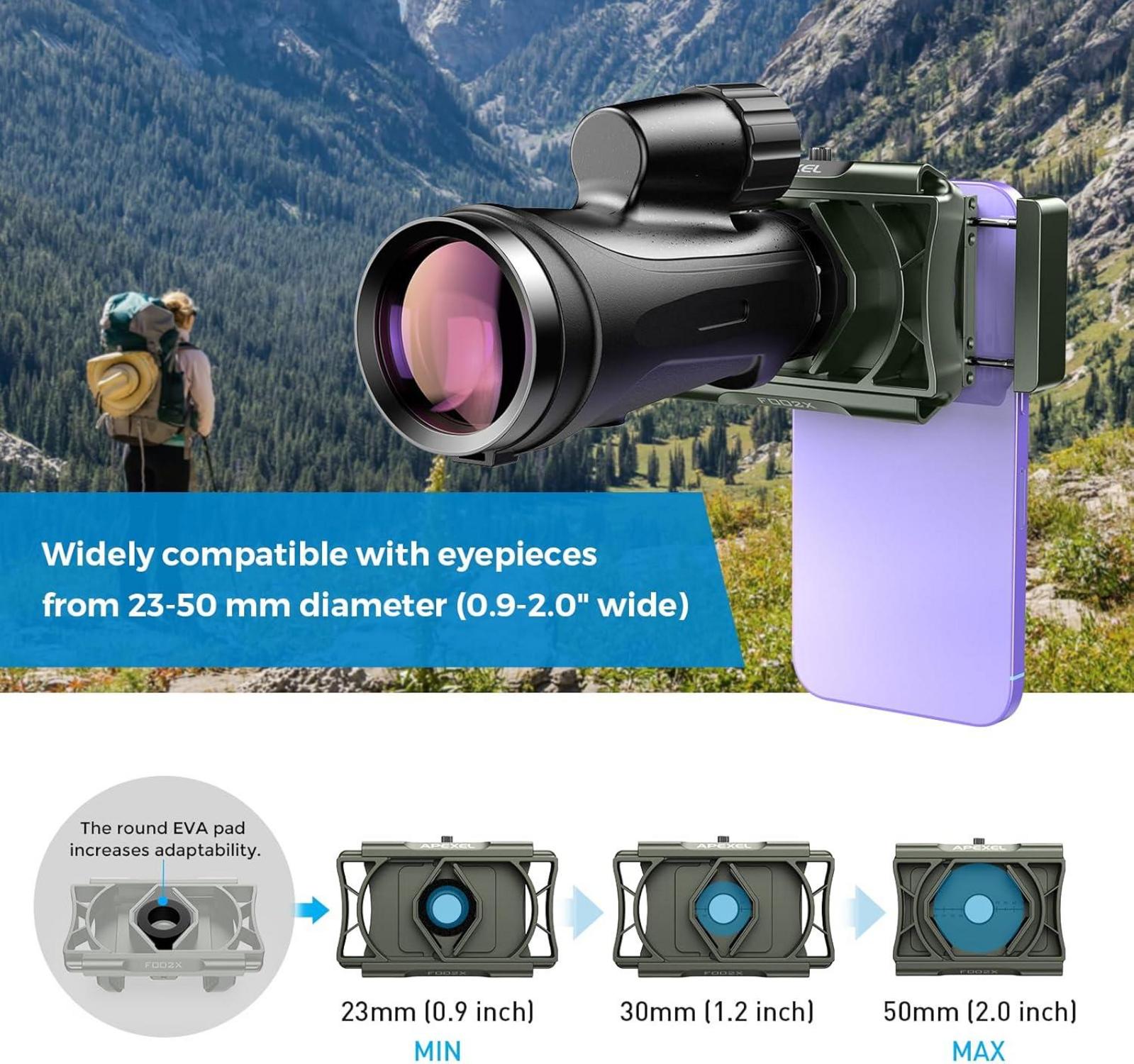 Handy Adapter mit Fernauslöser für Fernglas Monokular Mikroskop