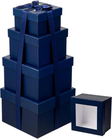 Quadratische Geschenkboxen mit Sichtfenster und Deckel 4er Set