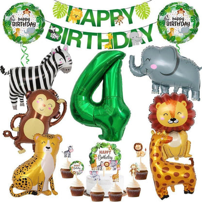 Dschungel Geburtstag Deko 4 Jahre Safari Tiere Folienballon 17 Stück
