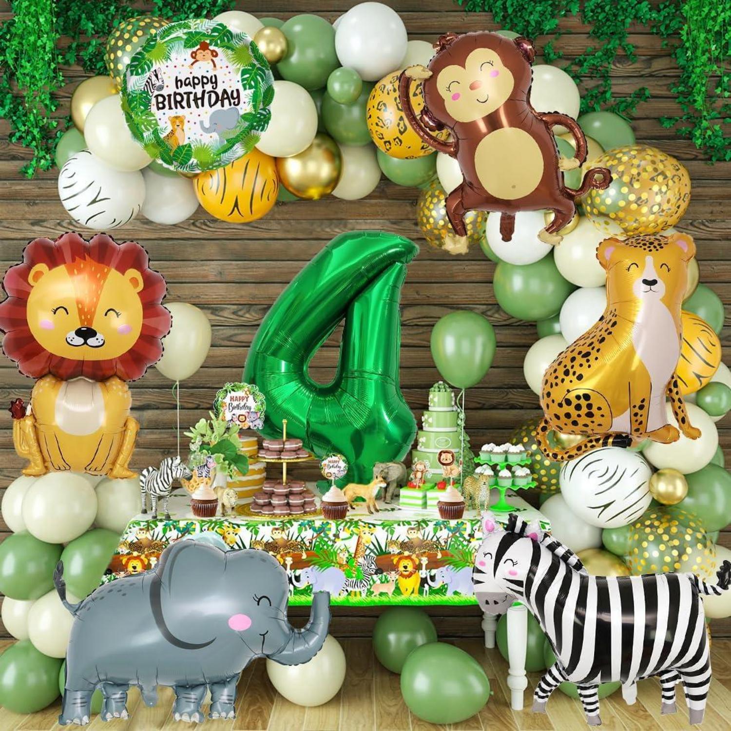 Dschungel Geburtstag Deko Waldtiere Party 17tlg. Kinder Geburtstagsdeko 4 Jahre