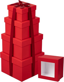 Quadratische Geschenkboxen mit Sichtfenster 4er Set