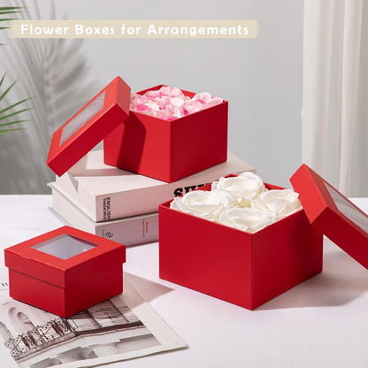 Briful 4er Set Quadratische Geschenkboxen mit Sichtfenster und Deckel