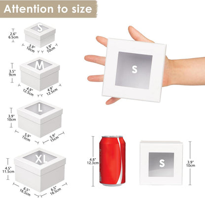 Briful Quadratische Geschenkboxen 4er Set mit Sichtfenster